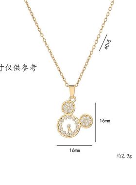 项链女 可爱镂空老鼠头项链小众设计感颈链钛钢锁骨链ins饰品