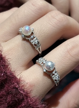 人造akoya天女珍珠戒指s925银女