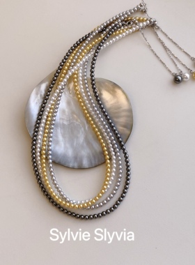 夏季简约施家极细强光珍珠项链银