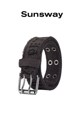 SUNSWAY哥特风字母帆布双孔腰带