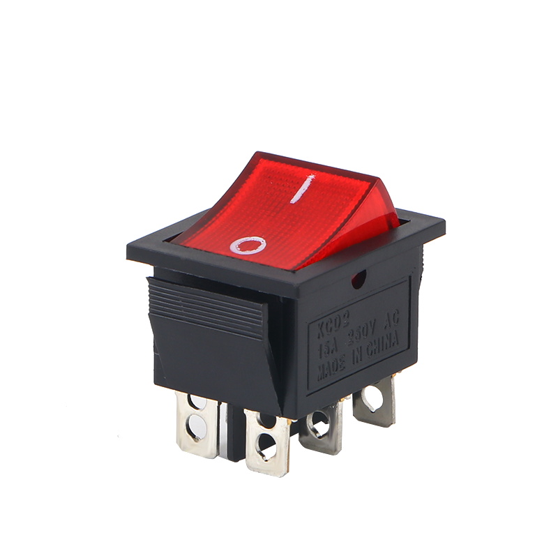 船型开关 船形电源开关 6脚2档开关带灯 KCD4-202N 按键开关铜脚 - 图3