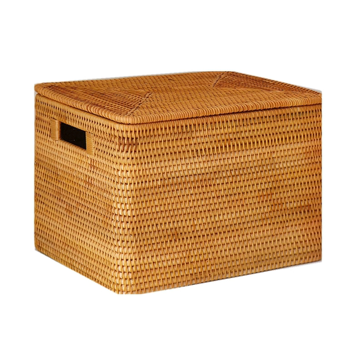 TB315植物藤编60大筐带盖带提手零食大号收纳箱尺寸：60*40*40cm - 图0