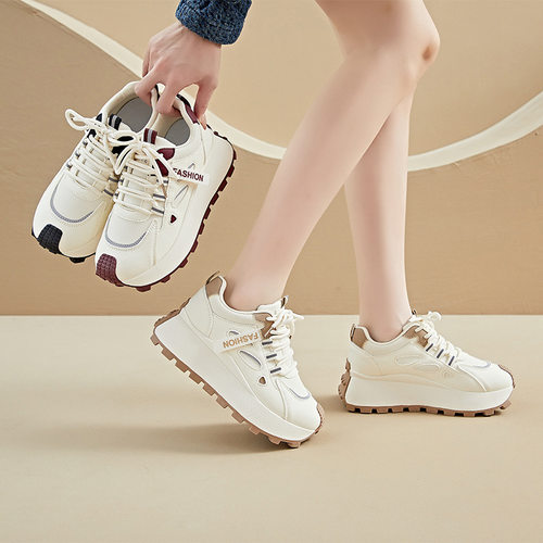厚底增高老爹鞋女2026年春季新款软底百搭超火轻便运动休闲女鞋子 - 图1