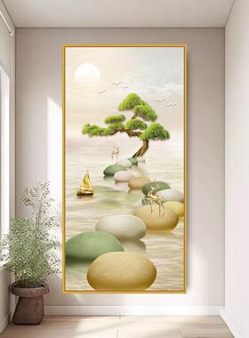 自粘贴画入户玄关装饰画清新奶油风过道墙贴石来运转进门竖版壁画