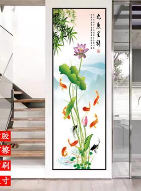 客厅走廊过道窄长条自粘贴画轻奢简约玄关装饰画防水墙贴竖版壁画