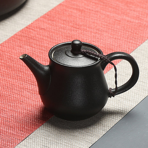 恬静  日式茶壶陶瓷台湾黑陶茶具功夫茶具半手工茶具泡茶壶套装 - 图0