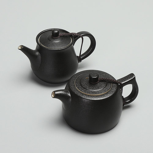 恬静  日式茶壶陶瓷台湾黑陶茶具功夫茶具半手工茶具泡茶壶套装 - 图1