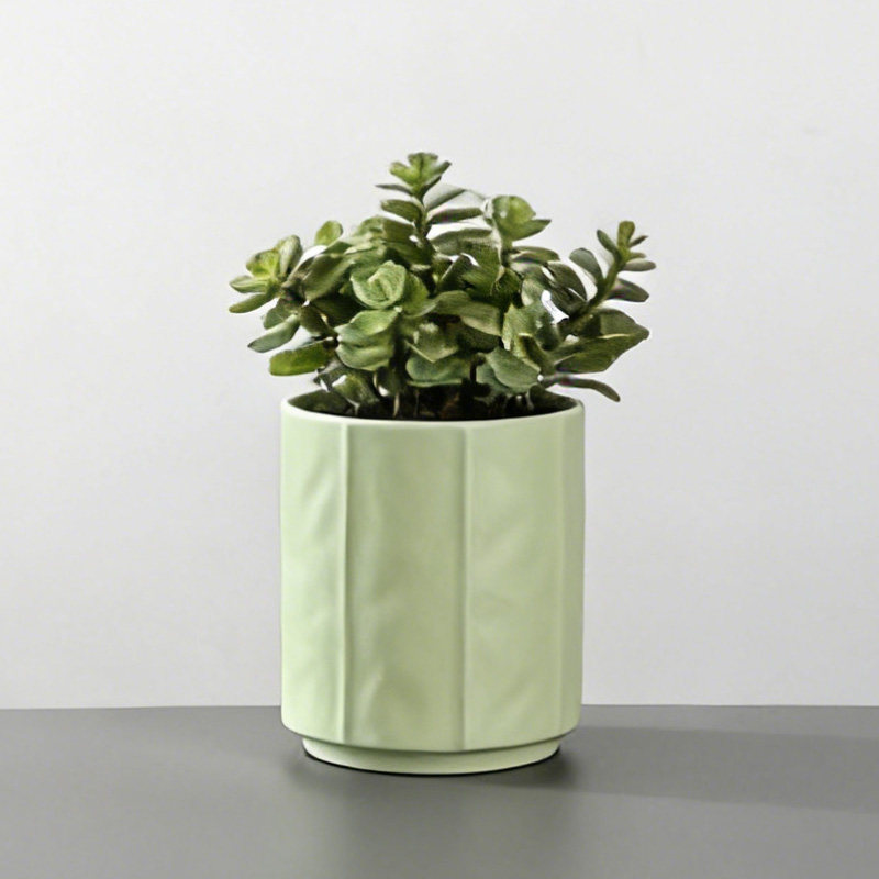 现代简约白色竖纹陶瓷花盆仿真绿植套装客厅桌面装饰摆件,淘宝优惠券,粉丝福利购,淘宝优惠卷