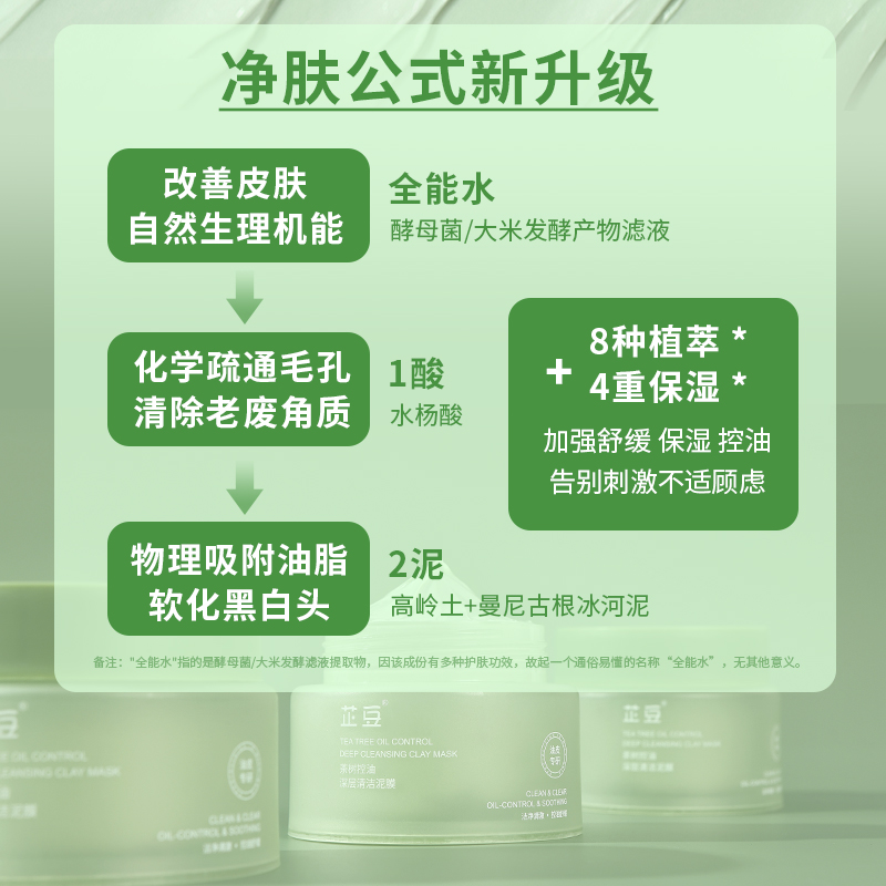 芷豆官方旗舰店茶树泥膜清洁面膜深层补水粉刺闭口收缩毛孔学生-图1