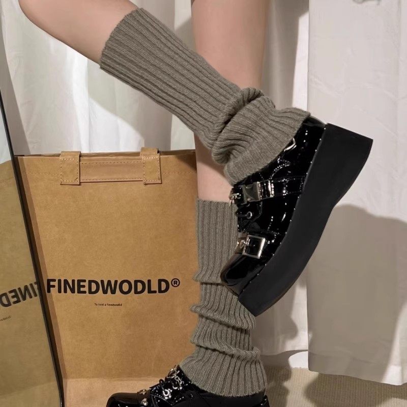 灰色袜套女秋冬保暖中筒堆堆袜乐福鞋jk袜腿套y2k辣妹针织长筒袜,淘宝优惠券,粉丝福利购,淘宝优惠卷