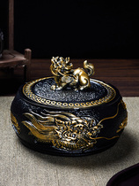 2022 New Leopard Disc Dragon Large Ashtrays With Cover Living Room Home Personality Creative Tide Office Pendulum