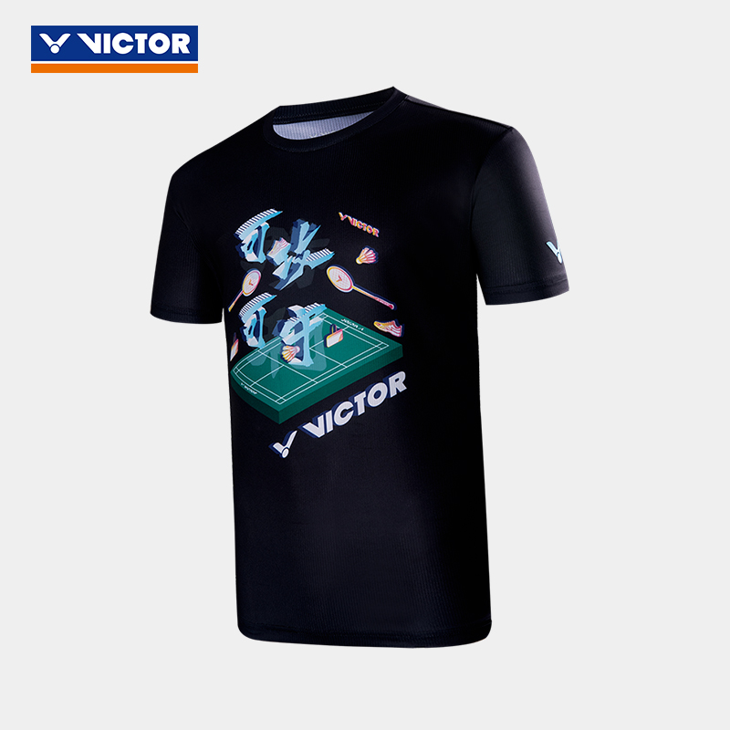 VICTOR/威克多羽毛球服训练系列中性款针织运动短袖T恤 T-40031