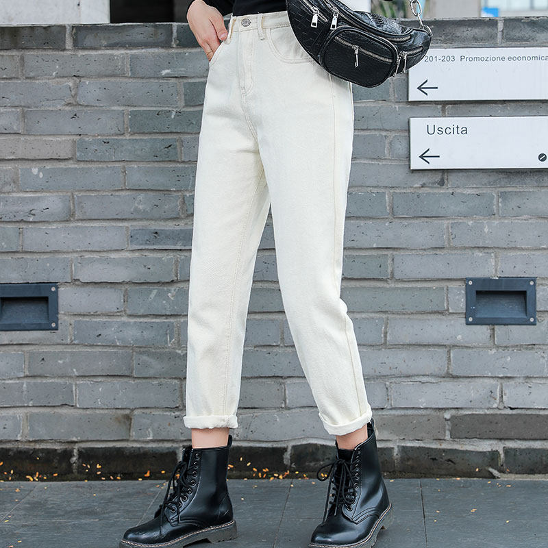 秋冬新款松紧腰弹力宽松修身牛仔裤 mba牛仔裤