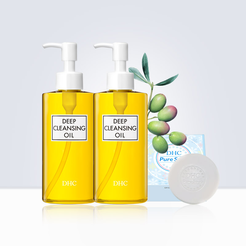 DHC海外旗舰店DHC【保税包邮】橄榄卸妆油200ml*2+芦荟洁面皂80g深层清洁去黑头0