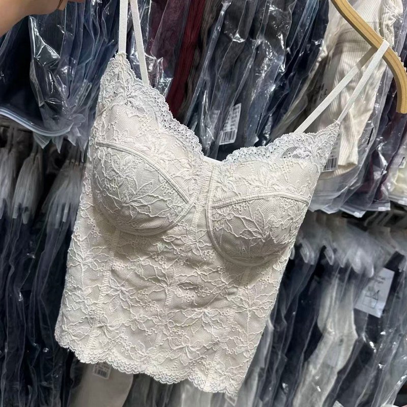 6100秋冬新款性感法式蕾丝吊带女马甲线磨毛带胸垫固定杯洋气背心,淘宝优惠券,粉丝福利购,淘宝优惠卷