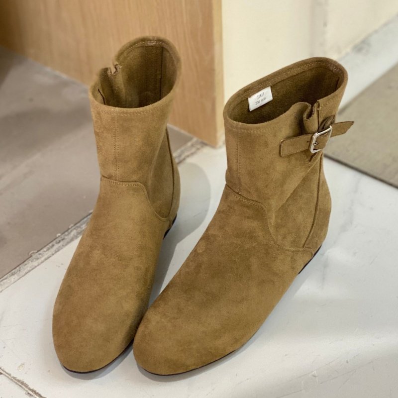 绒面小短靴女轻便内增高网红百搭显脚小时装靴2025年秋冬新款单靴,淘宝优惠券,粉丝福利购,淘宝优惠卷