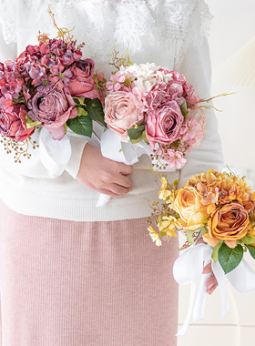 自然风手捧花结婚领证仿生花花束