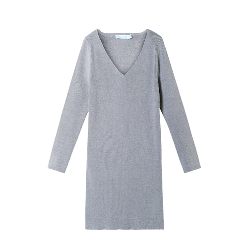 Длинный трикотажный осенний демисезонный приталенный удерживающий тепло приятный телу свитер для беременных, средней длины, V-образный вырез