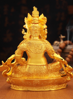 藏式黄财神菩萨像神像合金电镀客厅精工佛台吉祥供奉摆件佛像家用