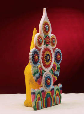 实木彩绘家用摆件藏式民族风