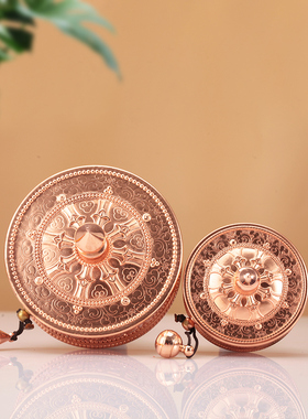 纯铜藏式手摇转筒亚青大小号家用电镀红铜手摇双轴承雕花随身摆件