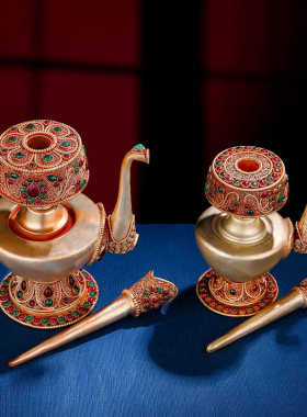 紫铜鎏银手工尼泊尔掐丝净水壶