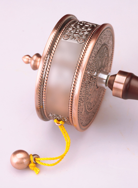 纯铜藏式大自手摇转筒亚青在家用电镀红铜手摇双轴承雕花随身摆件