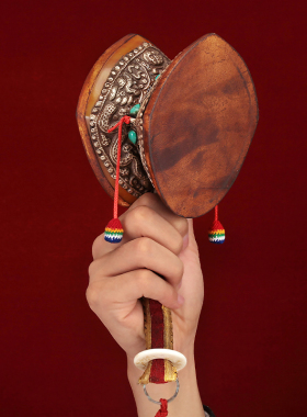 尼泊尔手工方手鼓赠送鼓套