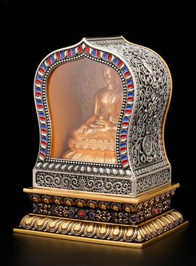 藏式黄铜佛龛随身装佛像盒子