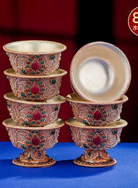 紫铜掐丝尼泊尔藏传密宗供水杯