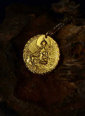 S925纯银镀金情侣黄财神吊坠