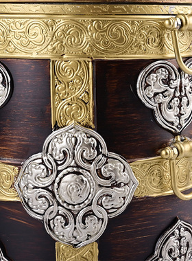 藏式民族风八吉祥糌粑盒新款雕刻红铜色果盘收纳罐奶锅家用摆件