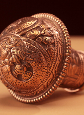 唐卡龙轴头藏式红铜雕花