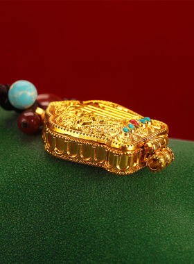 唐卡嘎乌盒可打开挂件合金心J吊坠藏式鎏金色十相自在项链男女饰