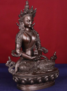 藏式纯铜长寿佛佛像摆件迷你小佛像随身带藏传密宗古铜3/5/7寸1尺