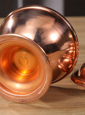 尼泊尔红铜装物糌粑光面手工米壶米盒用居家供具供佛供可拆分纯铜