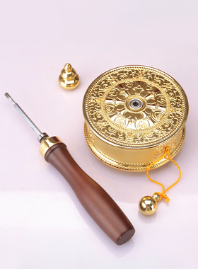 纯铜藏式观Y手摇转筒亚青在家用电镀金色手摇双轴承雕花随身摆件