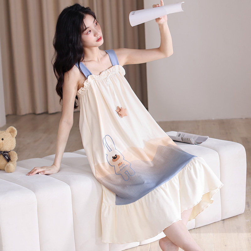 情侣装一男一夏季纯棉吊带可爱睡裙 舒适日记睡衣/家居服套装