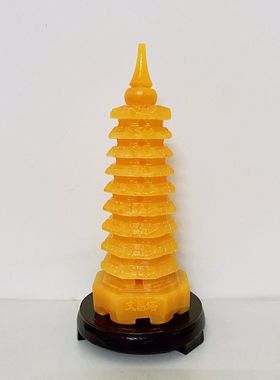 天然米黄玉文昌塔摆件九层