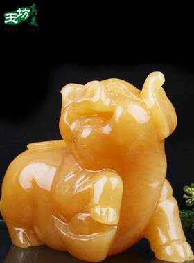 米黄玉十二生肖摆件一套属鼠牛