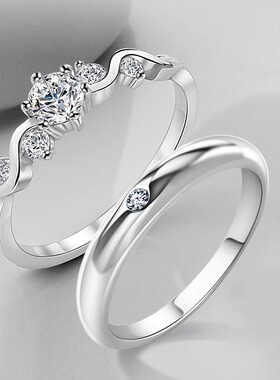 S925莫桑石戒指【蜿蜒】40分六爪女款简单花边镀银钻戒送闺蜜礼物