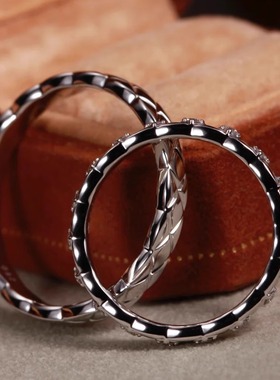 S925纯银莫桑石戒指菱形满钻女款排戒气质百搭叠戴时尚个性指环