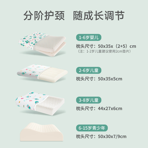 JACE儿童枕头a类泰国婴儿乳胶枕学生透气防螨抑菌枕宝宝护颈枕 - 图1