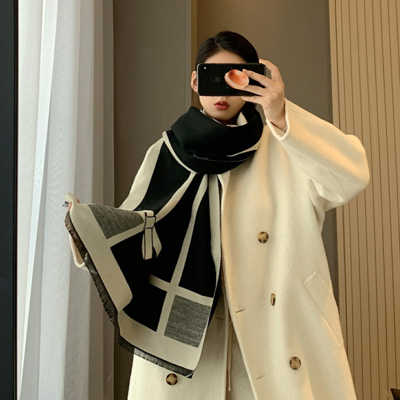 气质蝴蝶结围巾女冬季披肩两用2025新款韩版百搭仿羊绒双面加厚,淘宝优惠券,粉丝福利购,淘宝优惠卷