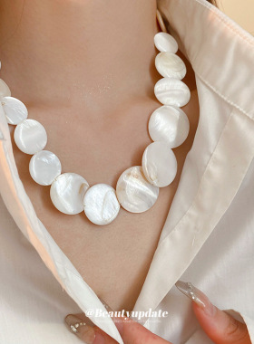 夏季女高级感贝壳项链度假风简约时尚锁骨链文艺小众百搭饰品批发