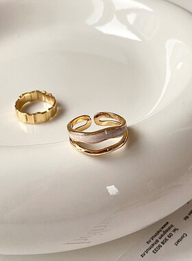 锆石长方块拼接开口戒指韩国ins风设计感指环简约百搭气质手饰女