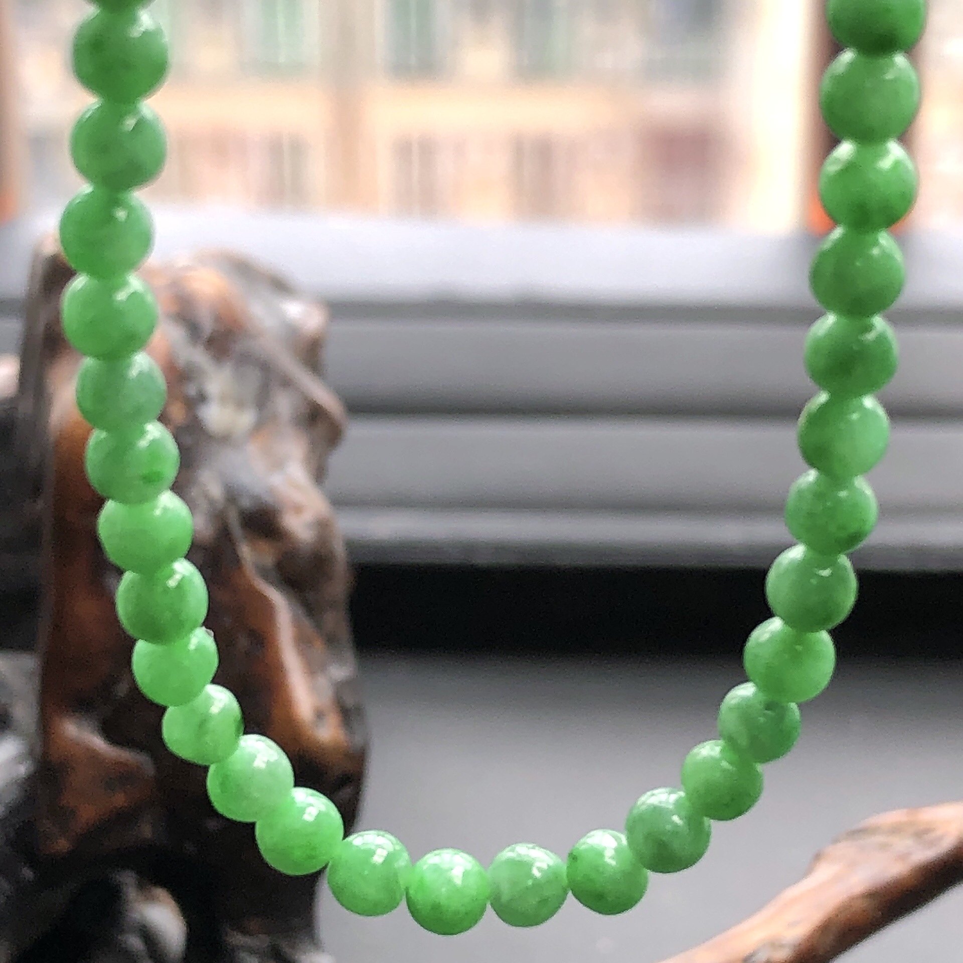 自然光实物拍/缅甸天然翡翠A货满阳绿小米珠手链手串5.75g老坑,淘宝优惠券,粉丝福利购,淘宝优惠卷