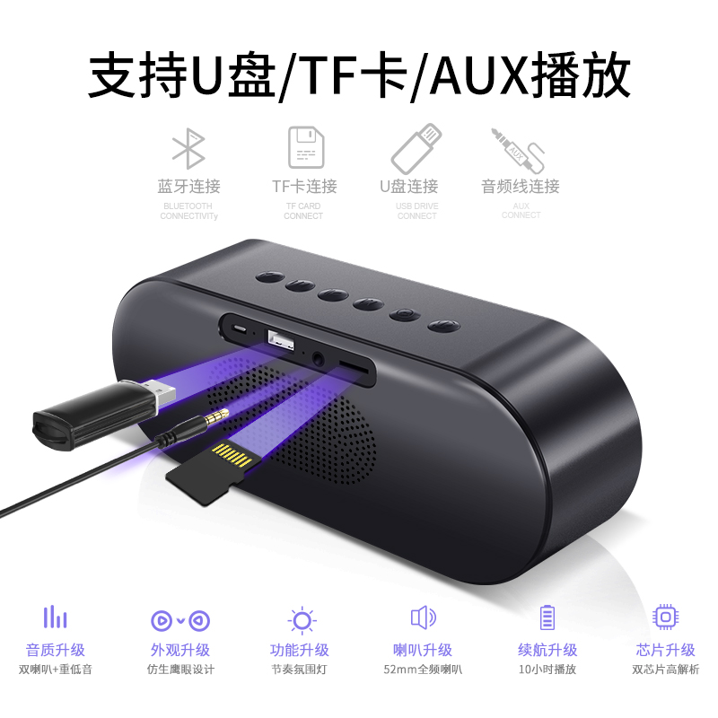 力勤知乐美专卖店力勤S6 无线蓝牙音箱大音量3d环绕超重低音炮家用闹钟随身小型音响七彩灯微信收款收钱提示喇叭u盘数码播放器3