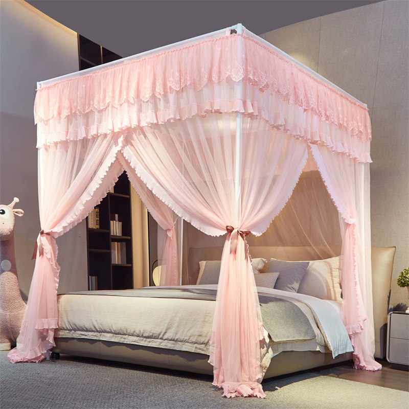 2025新款公主风花边绣花高级宫廷蚊帐落地加密加厚三开门家用结婚,淘宝优惠券,粉丝福利购,淘宝优惠卷
