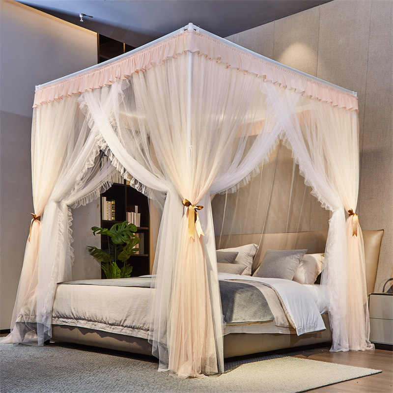 2025年新款高级花边双层纱宫廷蚊帐落地加密加厚三开门公主风家用,淘宝优惠券,粉丝福利购,淘宝优惠卷